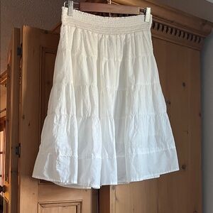 Cottage core milkmaid Vintage Tracey Evans 100% Cotton White Tiered Eyelet Skirt